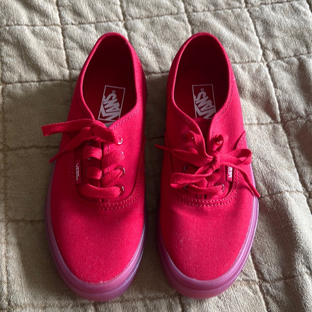 Red Vans kid size 3 for either boy or girl